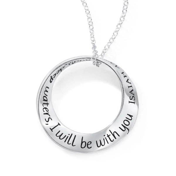Isaiah 43:2 Sterling Silver Mobius Twist Necklace | When You Go Through Deep Waters