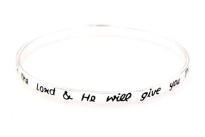 Sterling Silver Scripture Verse Bangle Bracelet | Psalm 37:4 | Delight Yourself in the Lord