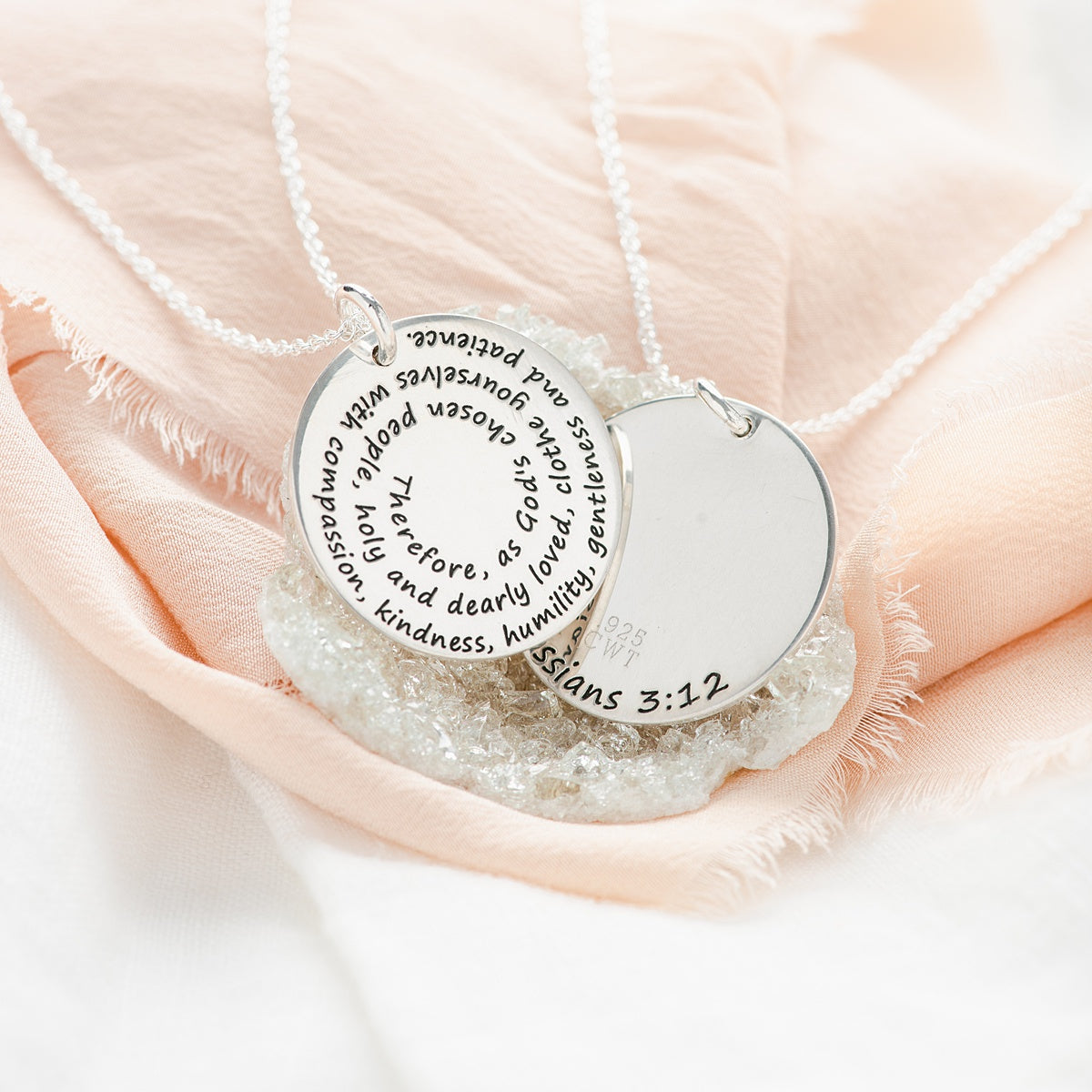 Sterling Silver Spiral Pendant Necklace | Clothe Yourselves with Compassion | Colossians 3:12