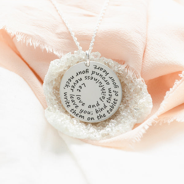  Quote Engraved Necklace, Custom Engraved Disc - Inspirational  words or phrase Pendant - Personalized Sterling Silver Pendant - Engraved  Jewelry : Handmade Products