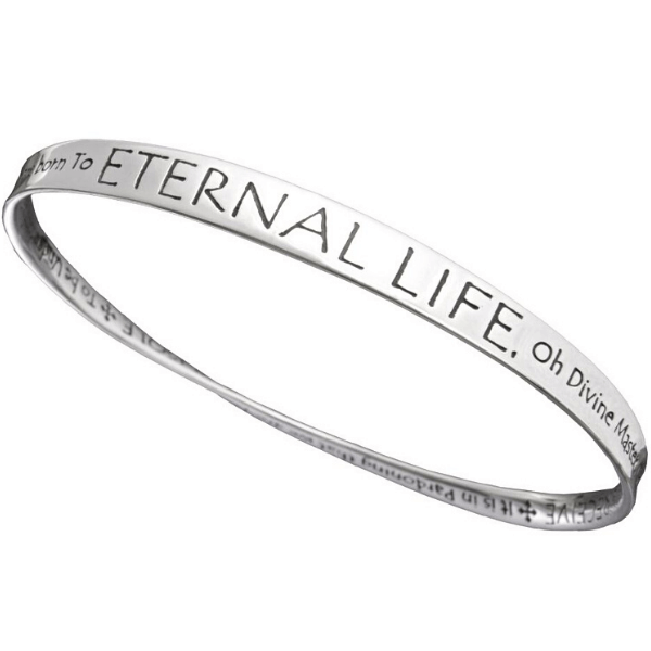 St. Francis' Prayer Eternal Life Mobius Bangle Bracelet | Sterling Silver or 14k Gold