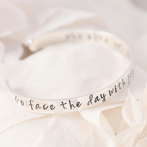 Sterling Silver Engraved Cuff Bracelet | Go Face the Day With Joy, God's Got Your Back