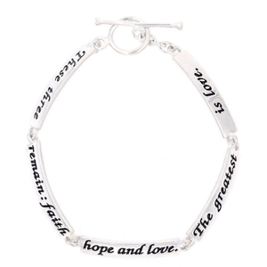 Faith, Hope, Love Sterling Silver Link Bracelet | 1 Corinthians 13:13