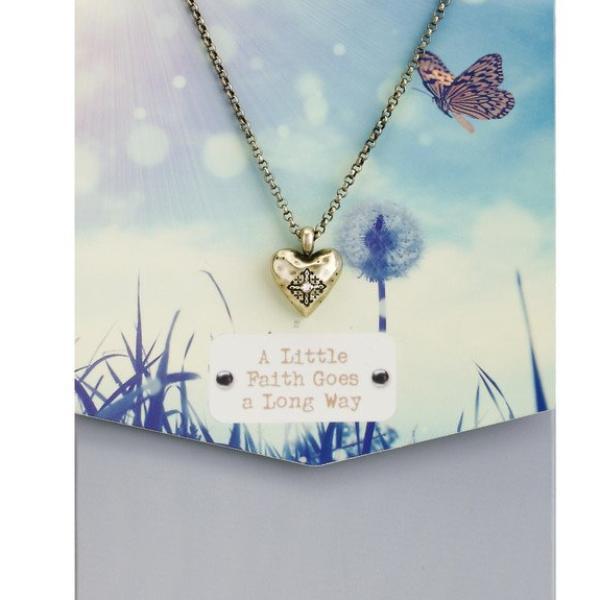 A Little Faith Goes A Long Way Story Heart Necklace