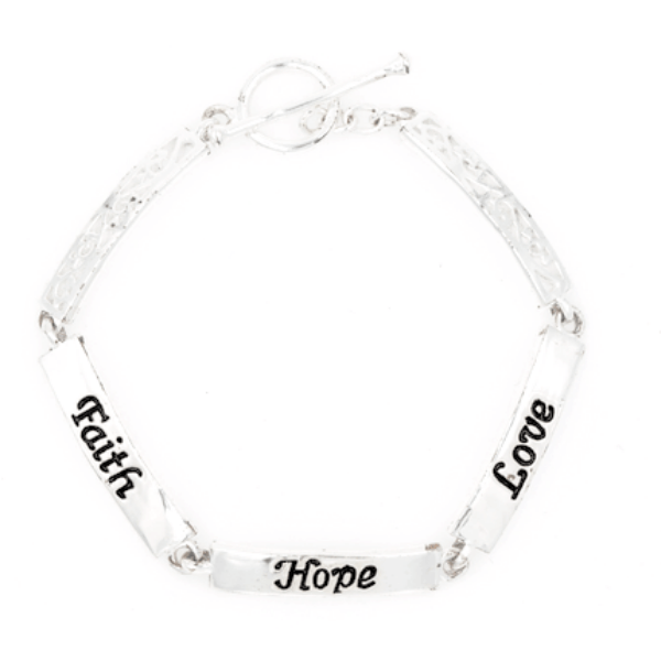 Faith Hope Love” Thin Metal Hook Bracelet (Gold) | Salty Home