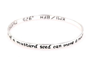 Sterling Silver Scripture Verse Bangle Bracelet | Mustard Seed Faith | Matthew 17:20