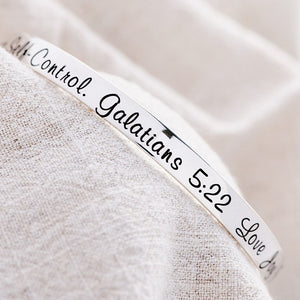 Galatians 5:22 Sterling Silver Bangle Bracelet | Fruit of the Spirit