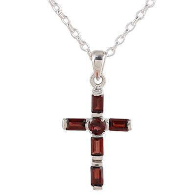 Artisan Handcrafted Red hotsell Garnet Cross Pendant