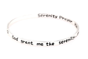 Sterling Silver Inspirational Prayer Bangle Bracelet | Serenity Prayer