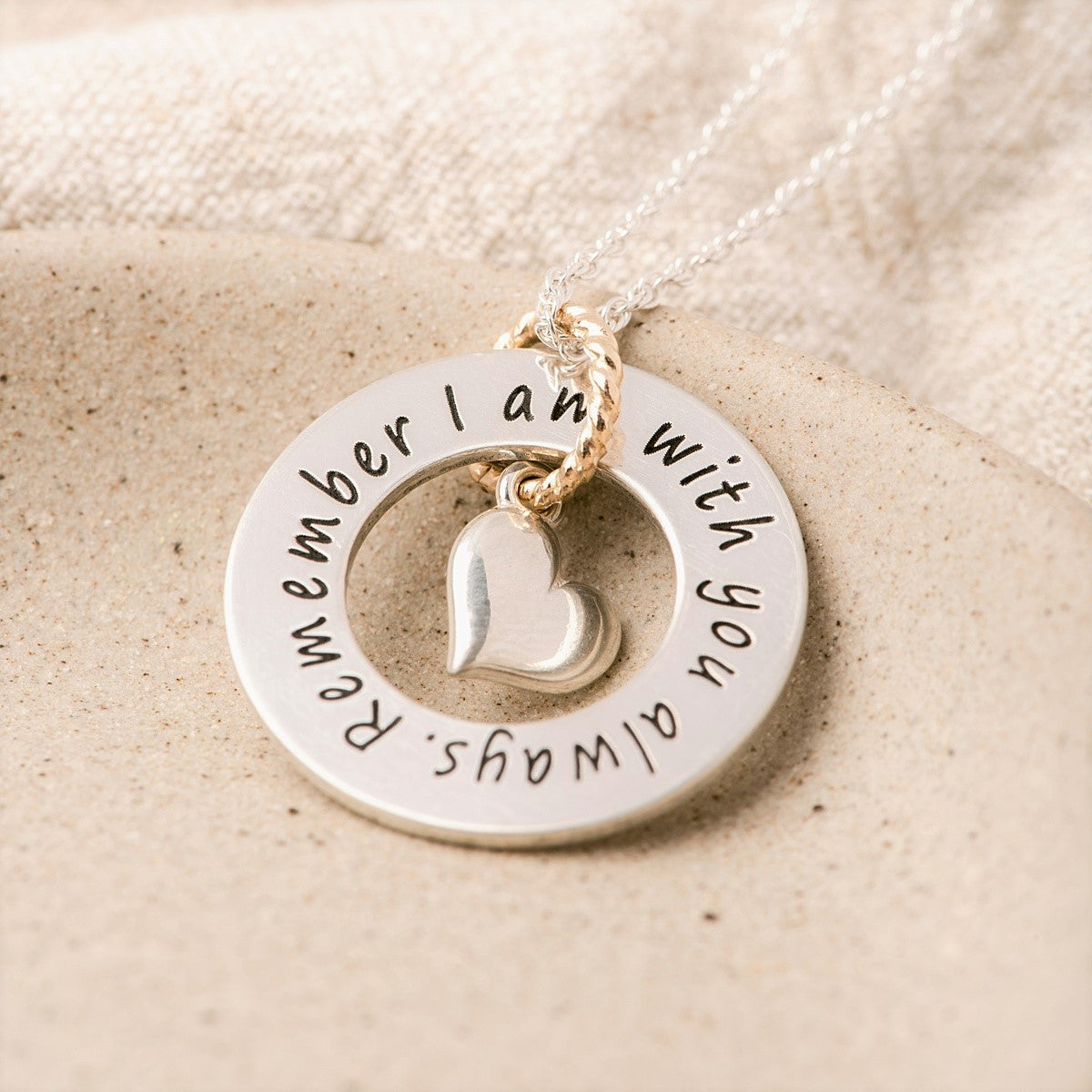 Sterling Silver Heart & Mind Washer Necklace | Custom Engraving Available