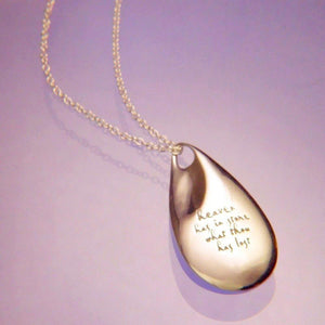 14k Gold Memorial Teardrop Necklace | Heaven Has in Store What Thou Has Lost