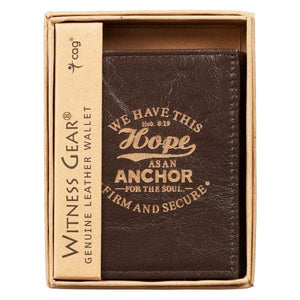 Genuine Leather Men's Tri-Fold Wallet | Hebrews 6:19 | Hope Anchor