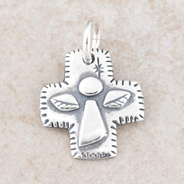 Sterling Silver Guardian Angel Cross Pendant Necklace | Psalm 91:11