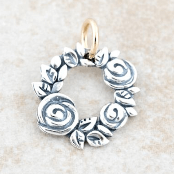 Sterling Silver Wreath of Roses Pendant Necklace | Romans 12:12