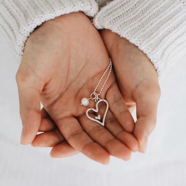 I Have You in My Heart Sterling Silver Memorial Necklace The Vintage Pearl