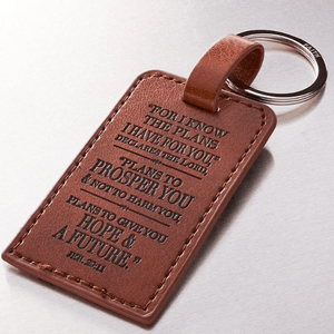 Jeremiah 29:11 Brown Leather Keychain | For I Know the Plans I Have For You