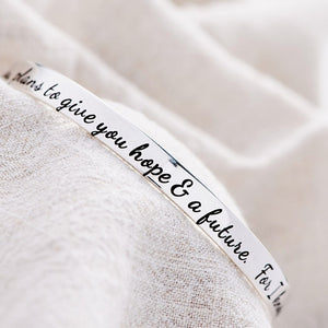 Jeremiah 29:11 Sterling Silver Bangle Bracelet | For I Know the Plans I Have for You