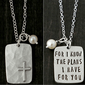 The Vintage Pearl Double Sided Scripture Verse Necklace | For I Know The Plans I Have For You | Jeremiah 29:11