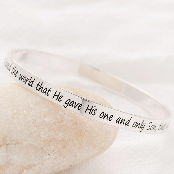 Sterling Silver John 3:16 Bangle Bracelet