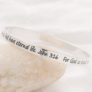 Sterling Silver John 3:16 Bangle Bracelet
