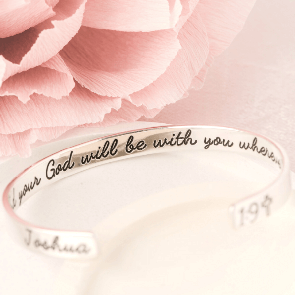 Joshua 1:9 Sterling Silver Cuff Bracelet | Be Strong and Courageous