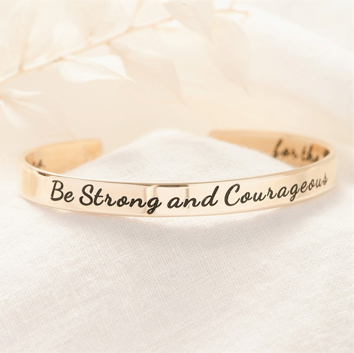Be Strong & Courageous Tiny Cross Bracelet