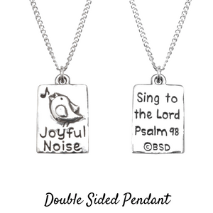 Sterling Silver Scripture Verse Necklace | Joyful Noise | Psalm 98
