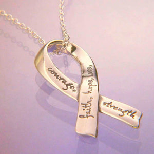 14k Gold Inspirational Affirmation Ribbon Necklace - Clothed with Truth