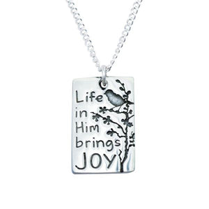 Sterling Silver Life in Him Brings Joy Necklace | Spring Sparrow