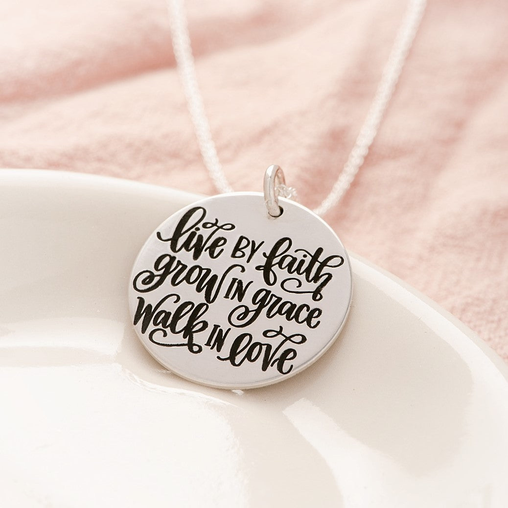 Sterling Silver Live by Faith Pendant Necklace