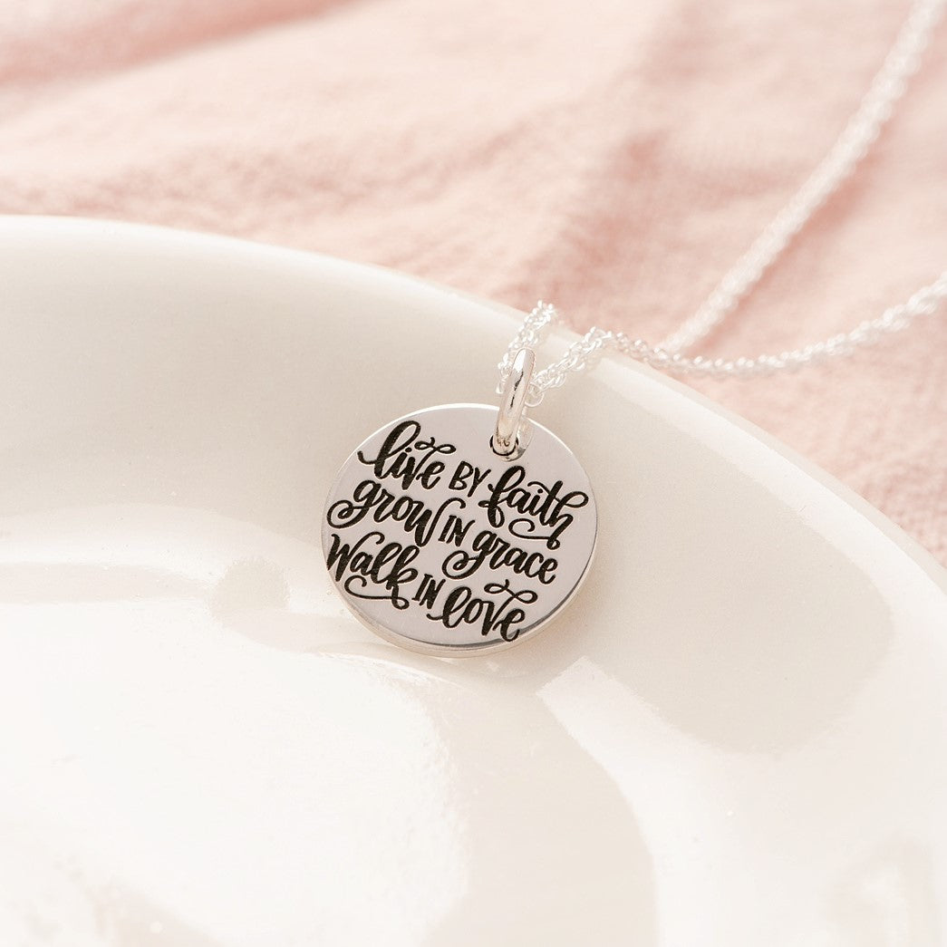 Sterling Silver Live by Faith Pendant Necklace