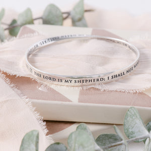 Psalm 23 Mobius Bangle Bracelet | The Lord is My Shepherd | Sterling Silver or 14k Gold