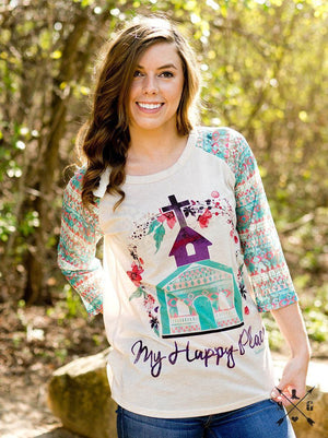 My Happy Place 3/4 Sleeve Christian Tee | Southern Grace