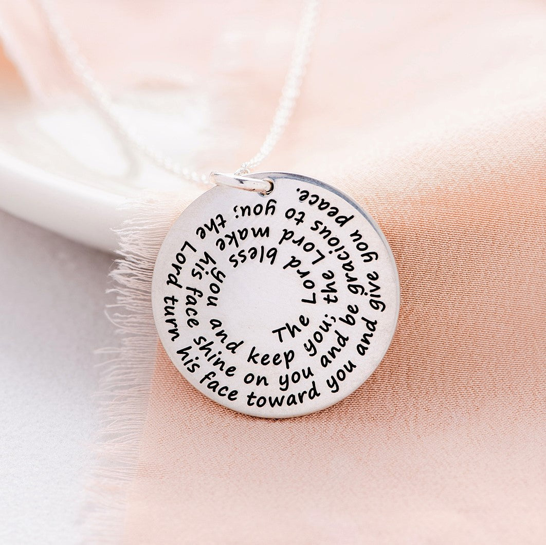 Sterling Silver Spiral Pendant Necklace | May the Lord Bless You | Numbers 6:24-26