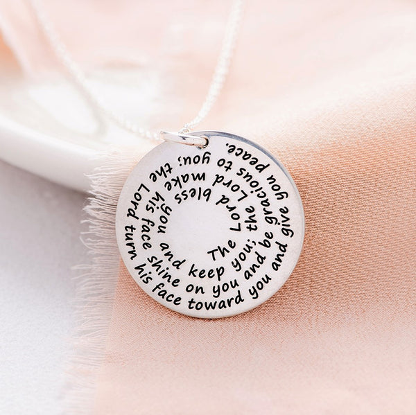 Sterling Silver Spiral Pendant Necklace | May the Lord Bless You | Numbers  6:24-26