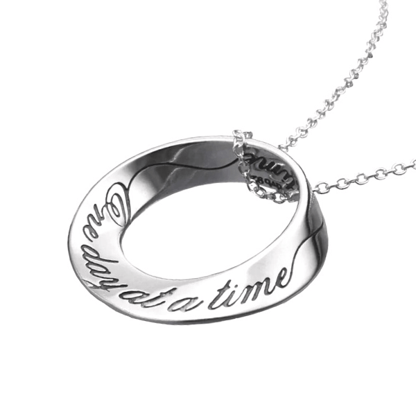 One Day at a Time Sterling Silver Mobius Pendant Necklace