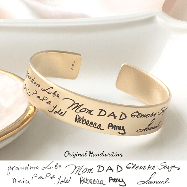 Gold Brass Custom Engraved Cuff Bracelet Personalized With Your