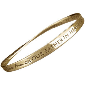 14k Gold Lord's Prayer Mobius Bangle Bracelet | NIV, KJV, or Spanish Translation