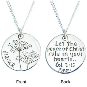 Sterling Silver Scripture Verse Necklace | Peace of Christ | Colossians 3:15
