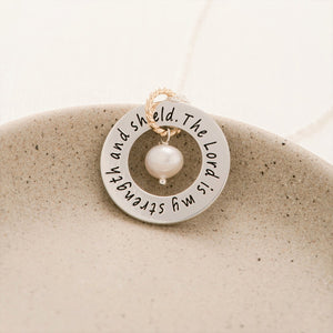 Sterling Silver Pearls of Wisdom Washer Necklace | Custom Engraving Available