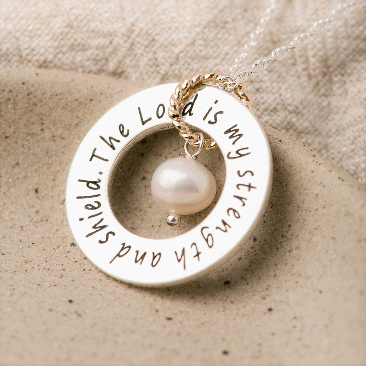 Custom Engraved Sterling Silver Pearls of Wisdom Necklace