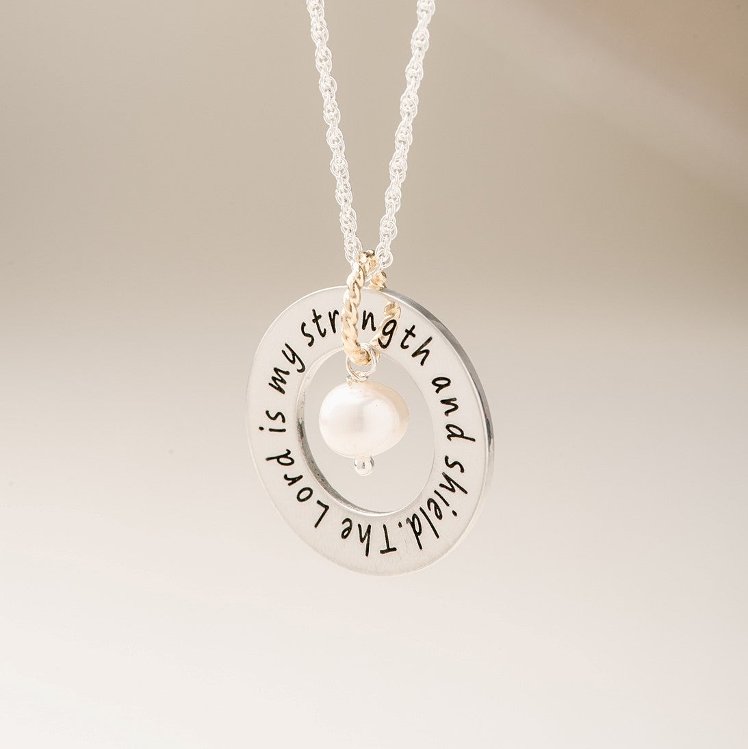 Sterling Silver Pearls of Wisdom Washer Necklace | Custom Engraving Available