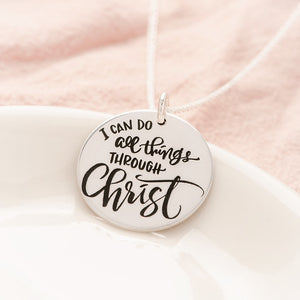 Sterling Silver Philippians 4:13 Pendant Necklace | I Can Do All Things Through Christ