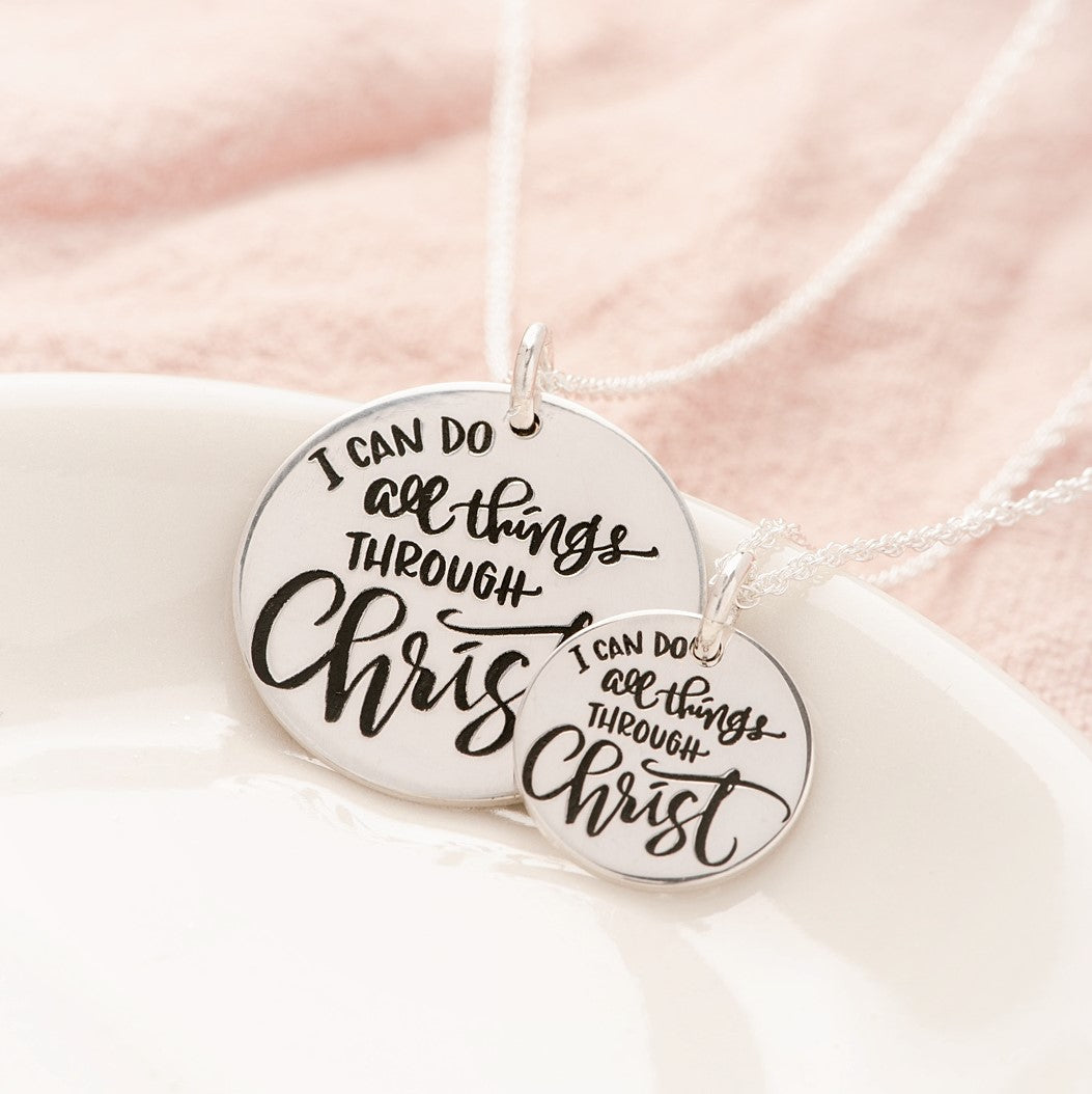 Sterling Silver Philippians 4:13 Pendant Necklace | I Can Do All Things Through Christ
