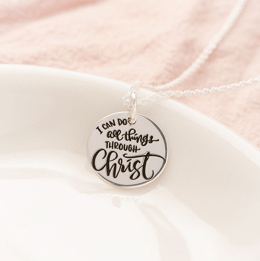 Sterling Silver Philippians 4:13 Pendant Necklace | I Can Do All Things Through Christ