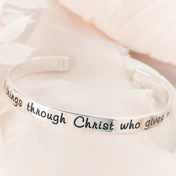I Can Do All Things Through Christ Sterling Silver Engraved Cuff Bracelet Philippians 4 13