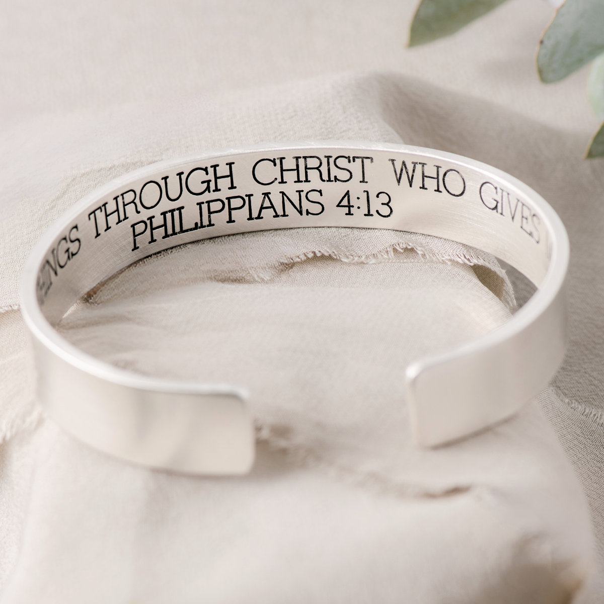 Men's Sterling Silver Philippians 4:13 Cuff Bracelet