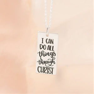 Sterling Silver I Can Do All Things Through Christ Pendant Necklace | Philippians 4:13