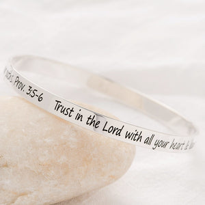 Sterling Silver Proverbs 3:5 Bangle Bracelet | Trust in the Lord