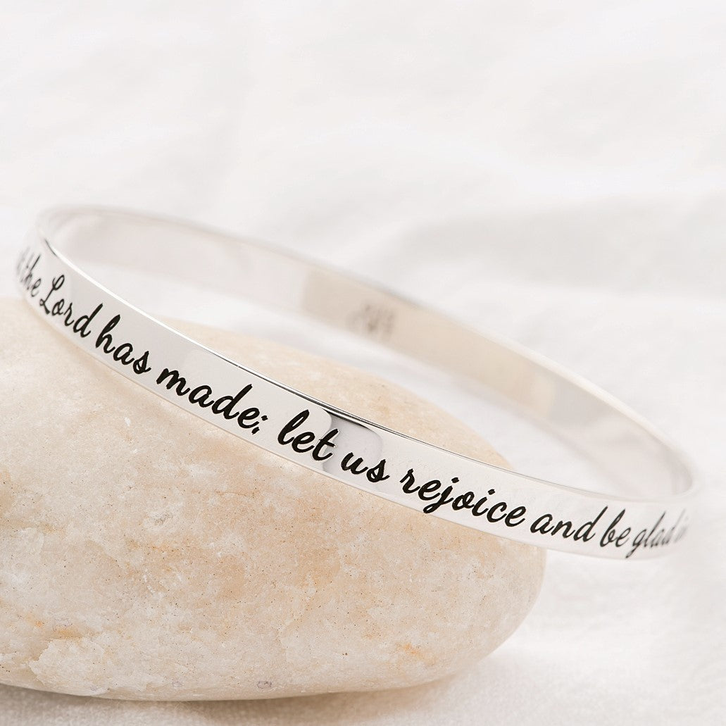 Sterling Silver Psalm 118:24 Bangle Bracelet